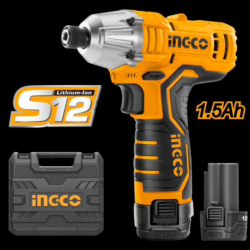 Avvitatore a percussione Ingco con caricatore e batterie