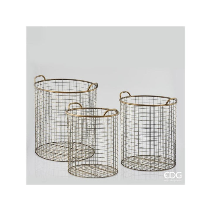 Cesto metal rotondo gold h.42