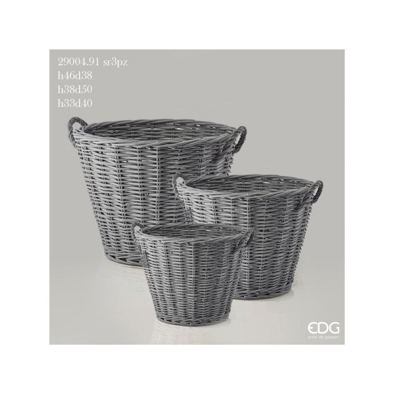 Cesto Willy con manici grigio grande