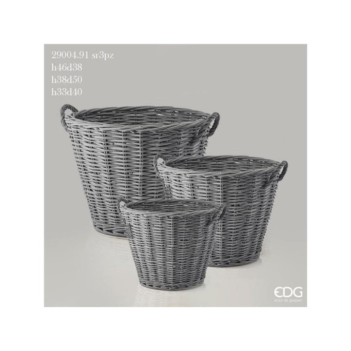 Cesto Willy con manici grigio grande