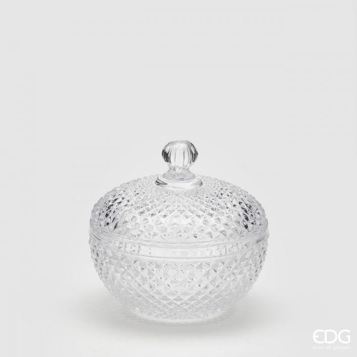 Contenitore rotondo con trama a rombi