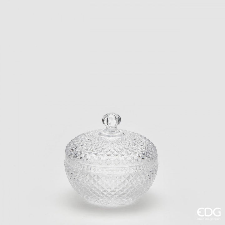 Contenitore rotondo con trama a rombi