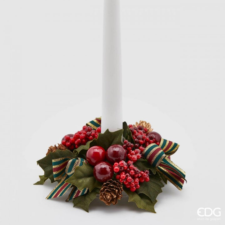 Corona Agrifoglio artificiale con nastro 14⌀ cm EDG