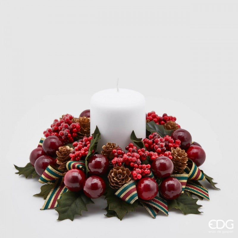 Corona Agrifoglio artificiale con nastro 14⌀ cm EDG