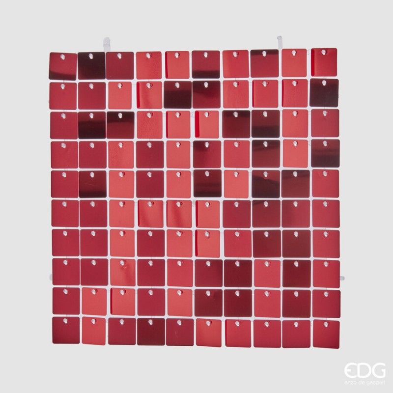 Decorazione natalizia a tenda quadrata con glitter bordeaux | EDG