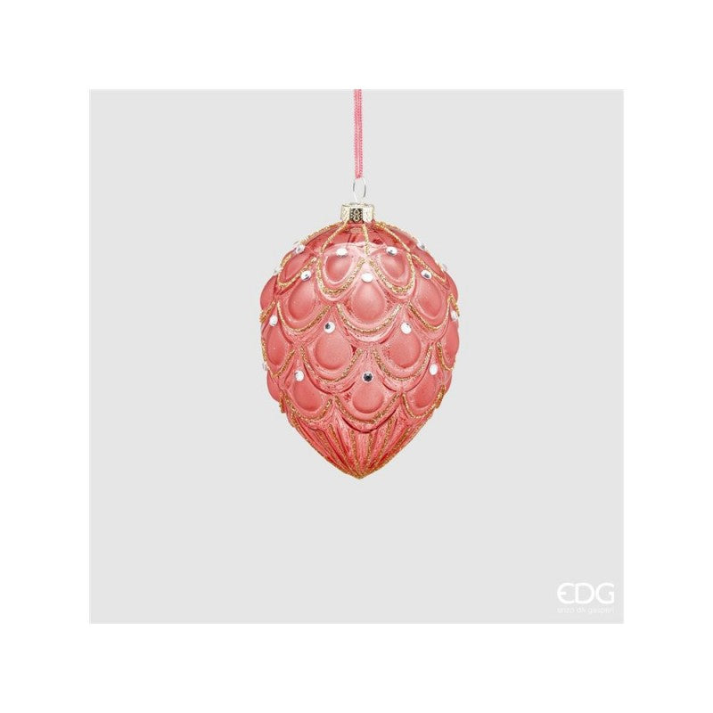 Decorazione Pigna vetro deco h11 pink