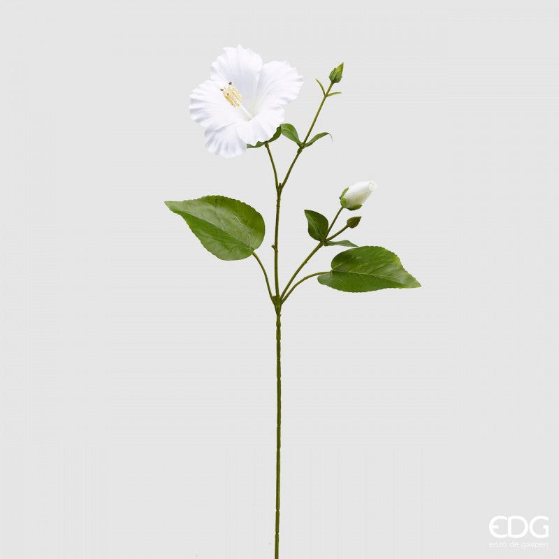 Ramo di fiore artificiale Hibiscus Rex bianco EDG