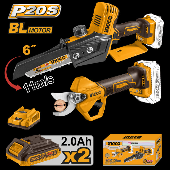 Kit Mini Elettrosega Cgsli2068+ Forbici Da Pota Cssli20258
