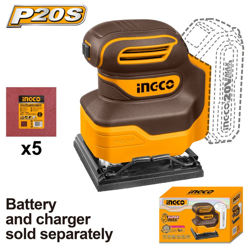 Levigatrice A Batteria 20v Con 5 Carte Abrasive