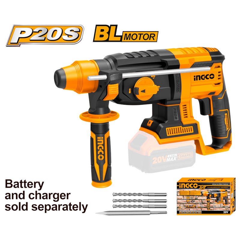 Martello Demolitore Batt.li 20v Brushless nudo Con 4 Punte