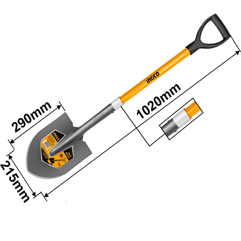 Pala a punta con manico in fibra di vetro 100cm