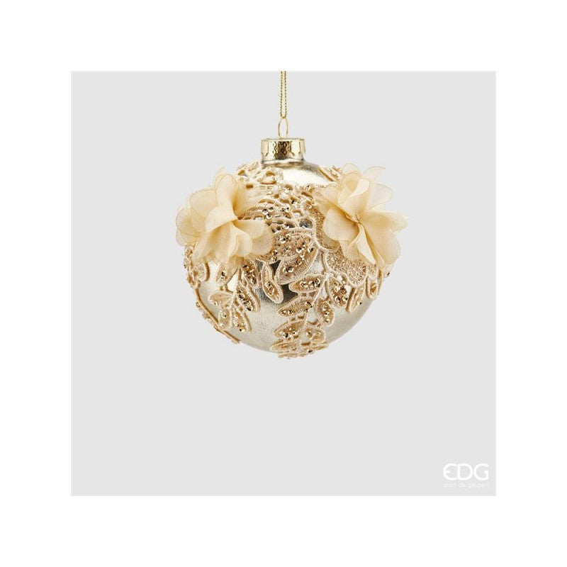Palla oro in vetro con ricami 10cm