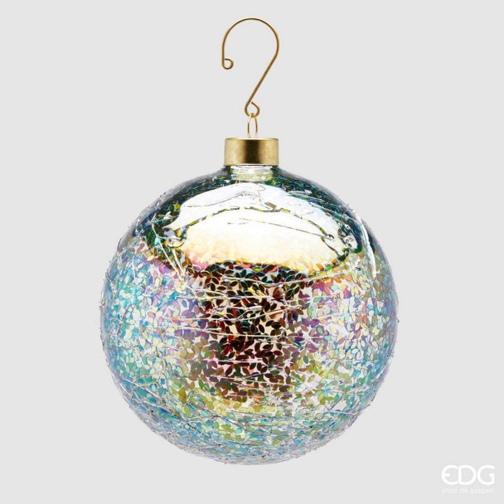 Palla in Vetro con Microfoglie Diametro 12cm Blu| EDG