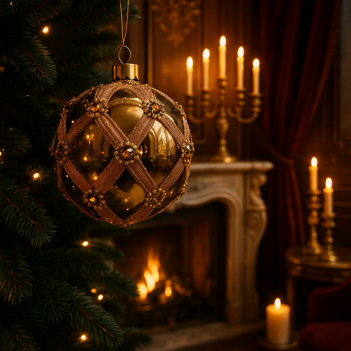 Palla in Vetro Nobilta  Diametro 12cm Oro Scuro|EDG