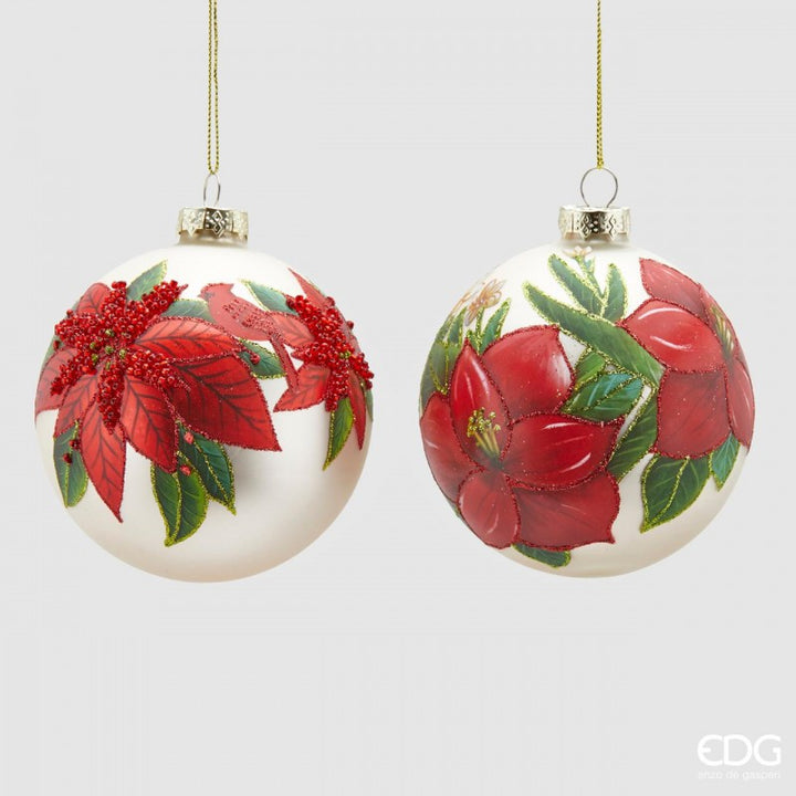 Palla in Vetro Stellanatale diametro 9 cm verde e rosso |EDG