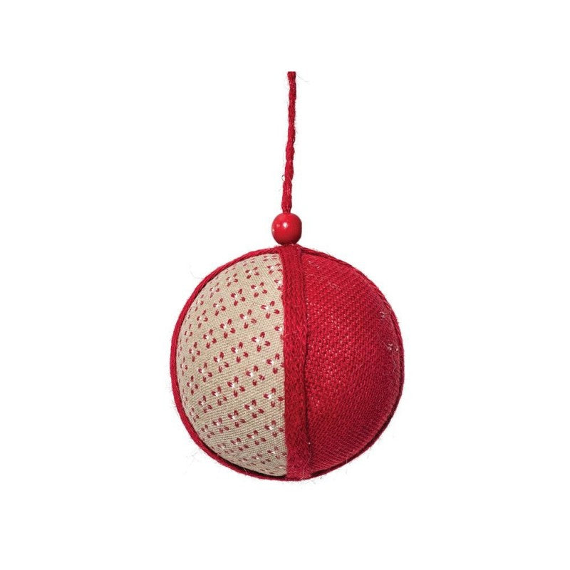 Pendente sfera in maglia rossa e avana Ø12cm