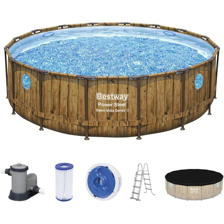 Piscina Bestway 56977 con oblò tonda effetto rattan 549x122 cm | Bestway