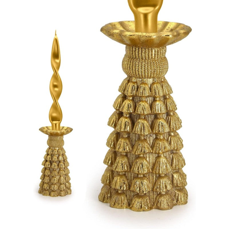 Portacandela Tassel Poly Oro 15cm