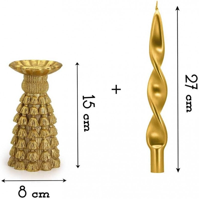 Portacandela Tassel Poly Oro 15cm