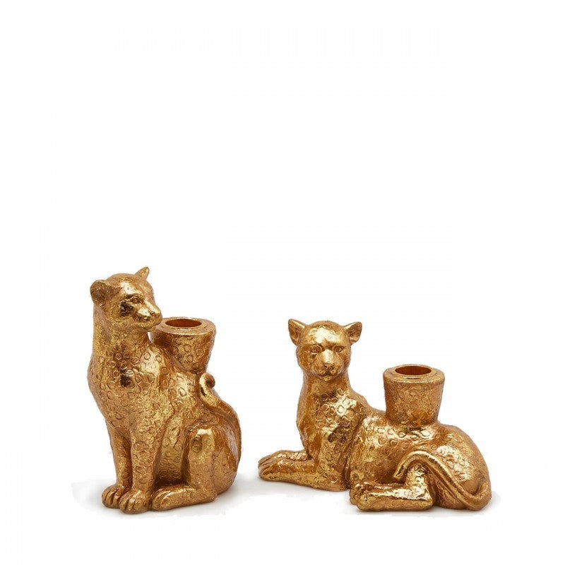 Portacandela Pantera Poly Oro