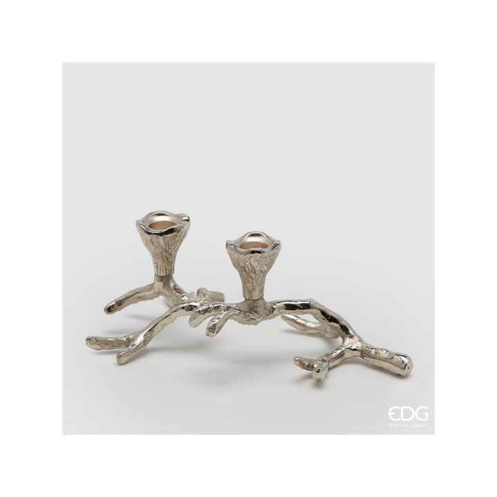 Portacandela ramo x2 h11x27x17 silver