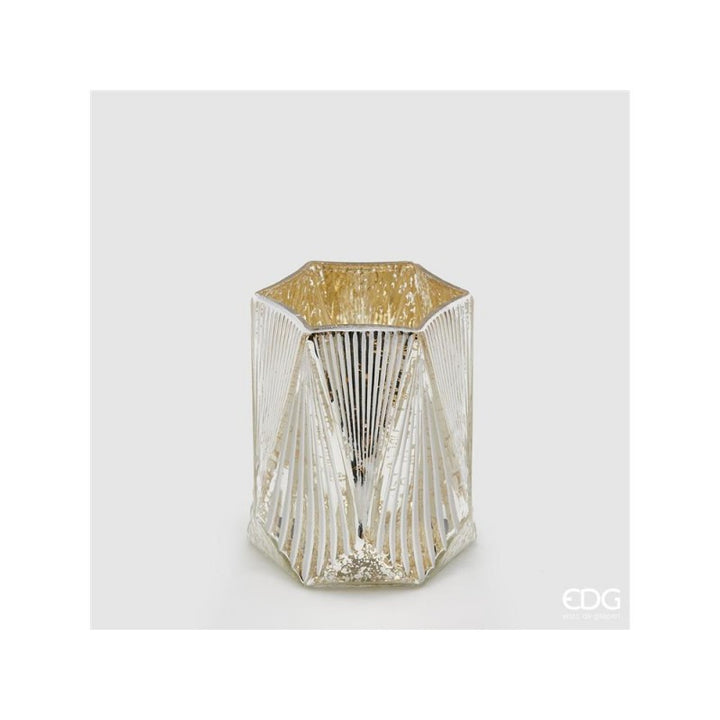 Portacandele esagonale bianco h14cm