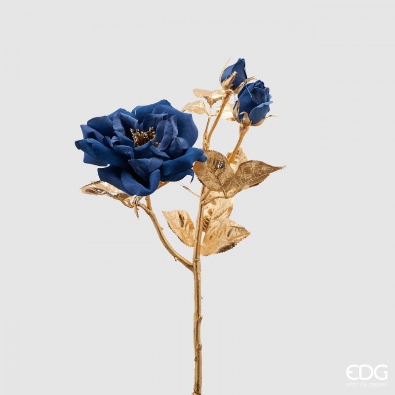 Rosa Ramo Stelo-oro con Pistilli H50 Blue | Enzo De Gasperi