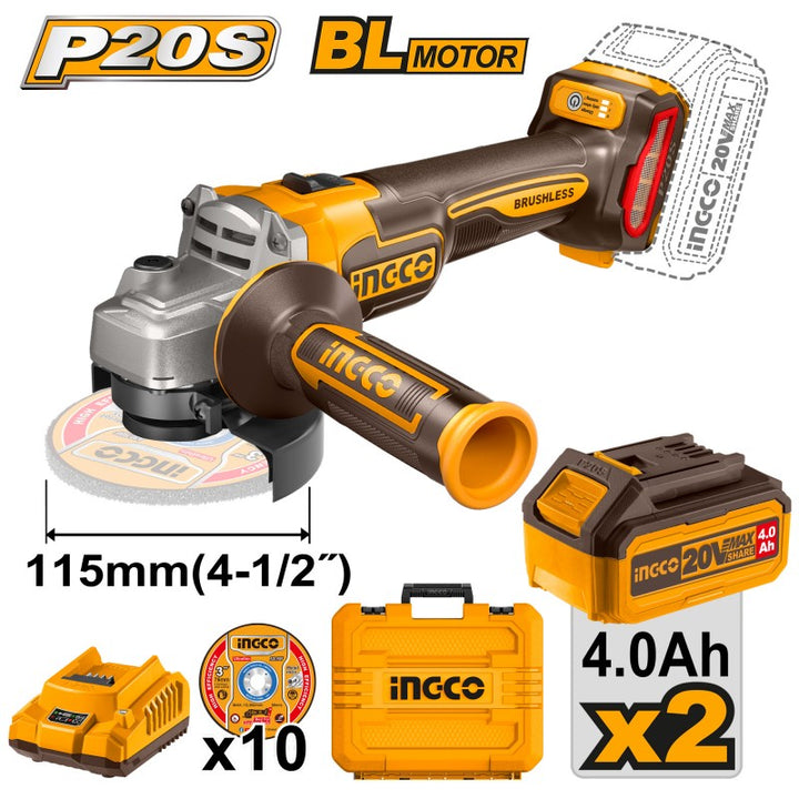 Smerigliatrice angolare 20V D.115 con accessori
