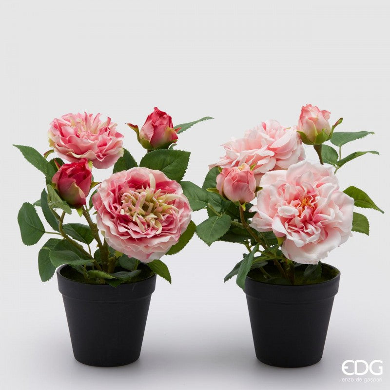 Vasetto con fiori artificiali Rose E Peonie 28h cm EDG