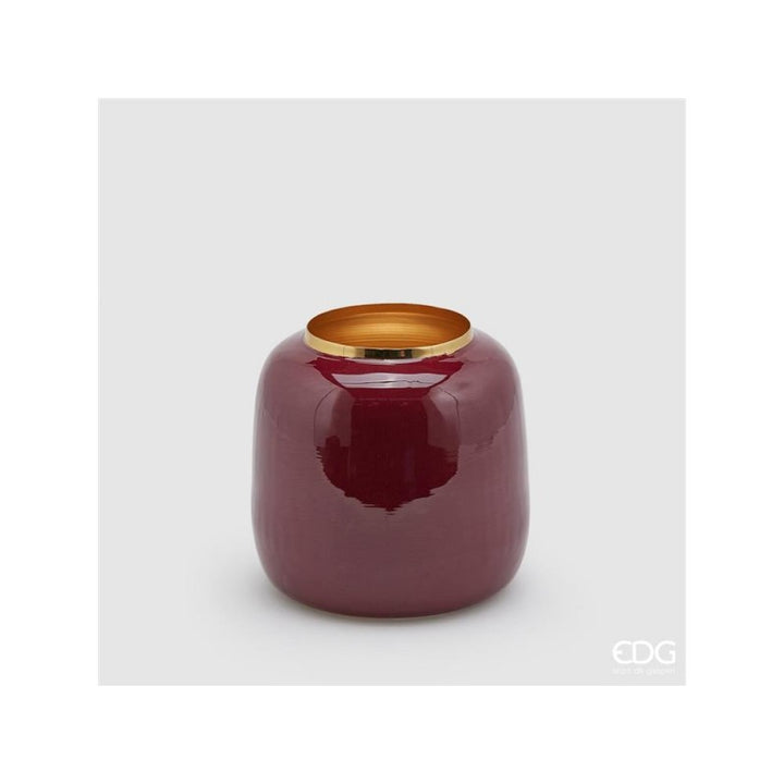 Vaso Charm rotondo bombato smaltato h18 d20 garnet