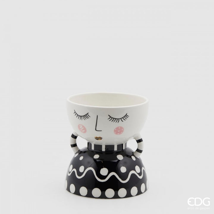 Vaso di design Faccia Pois bianco e nero