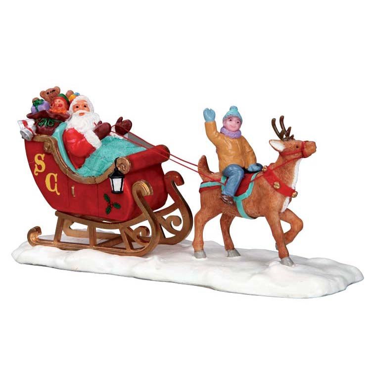 Soggetto slitta con Babbo Natale con renne | Lemax - Perrone Shop