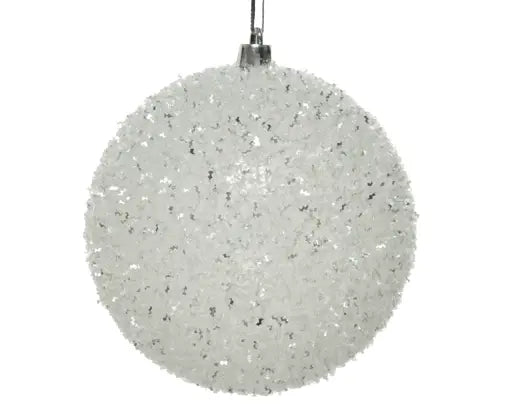 Sfera Natalizia Effetto Ghiaccio e Glitter Ø 10 cm Bianco/Silver | Kaemingk - Perrone Shop