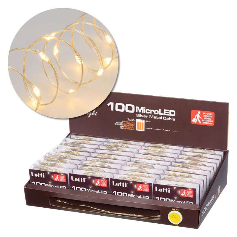 100 Microled Rgb 10mt Bianco caldo Cavo Argento | Lotti