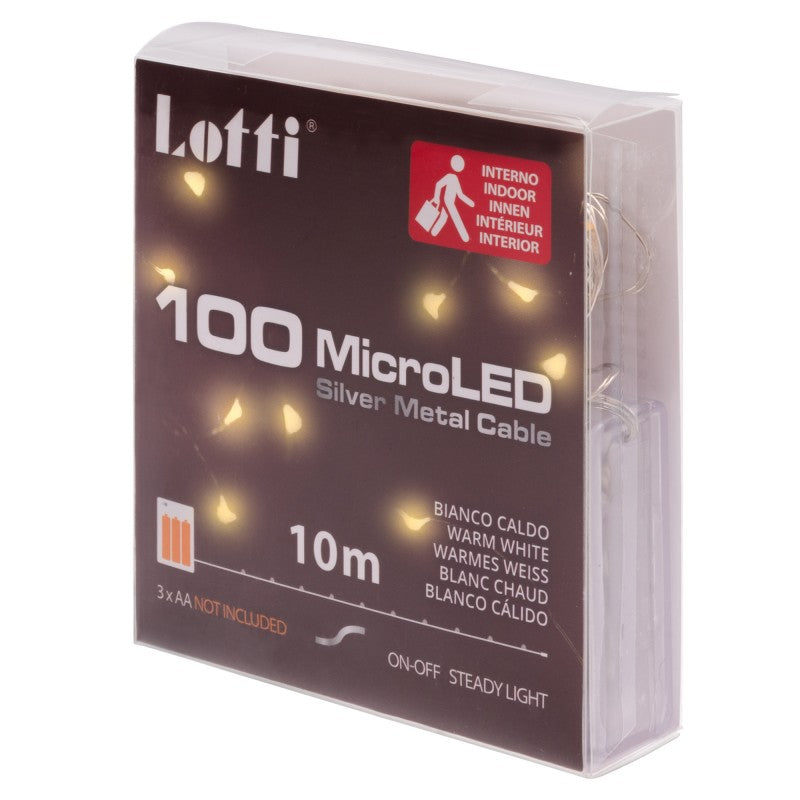 100 Microled Rgb 10mt Bianco caldo Cavo Argento | Lotti