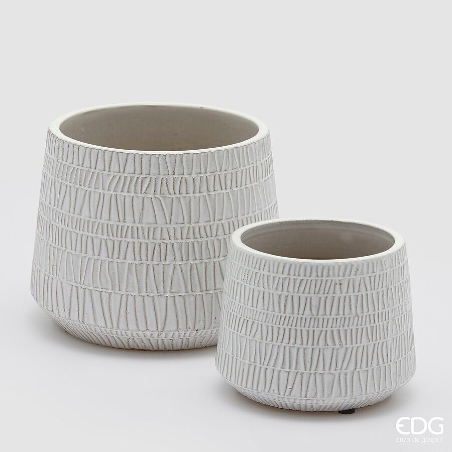 Vaso cachepot effetto graffiato bianco | EDG - Perrone Shop