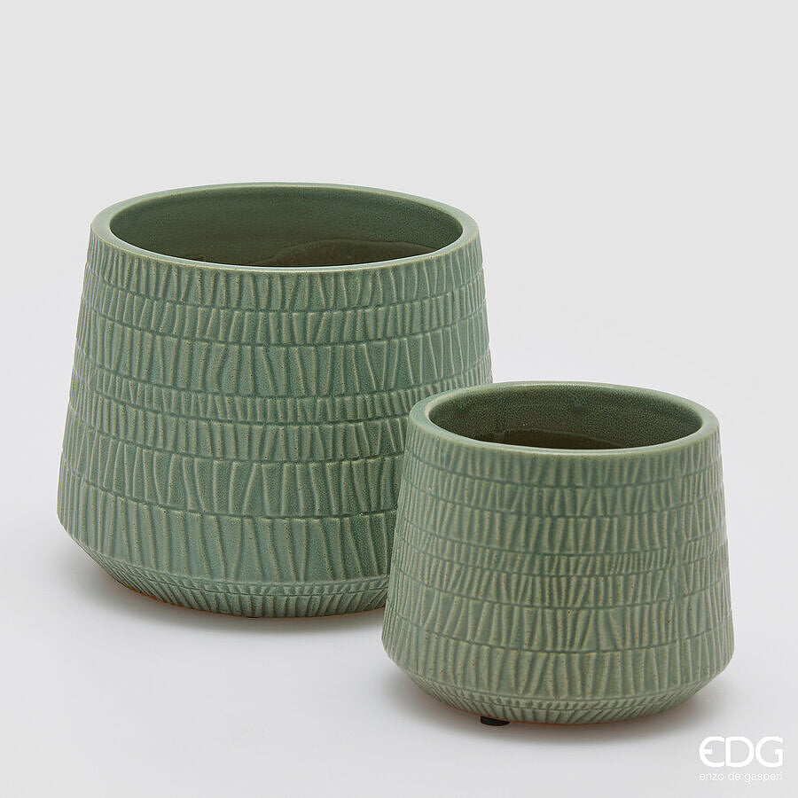 Vaso cachepot effetto graffiato salvia | EDG