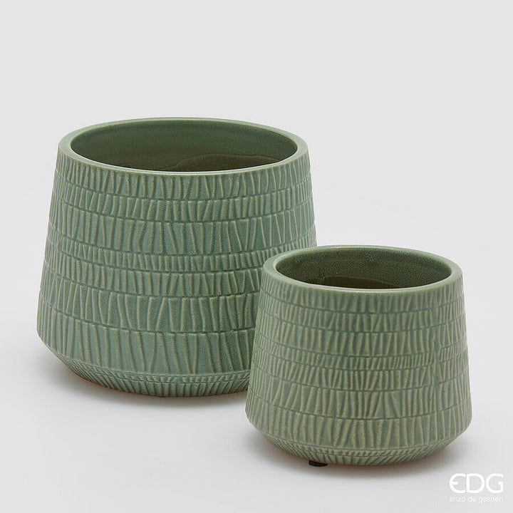 Vaso cachepot effetto graffiato salvia | EDG