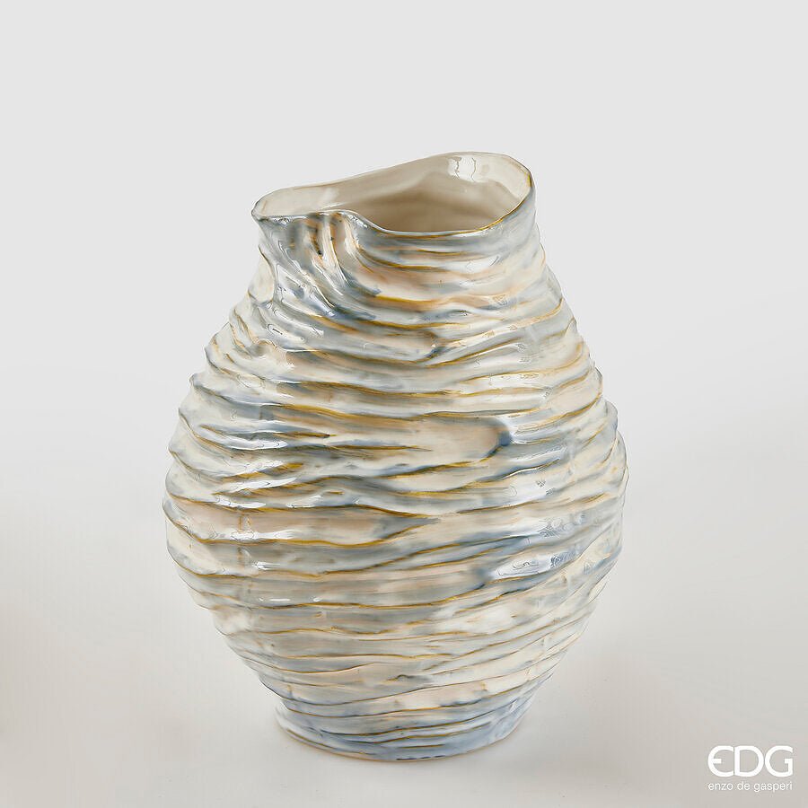 Vaso Chakra strati bianco - azzurro EDG - Perrone Shop