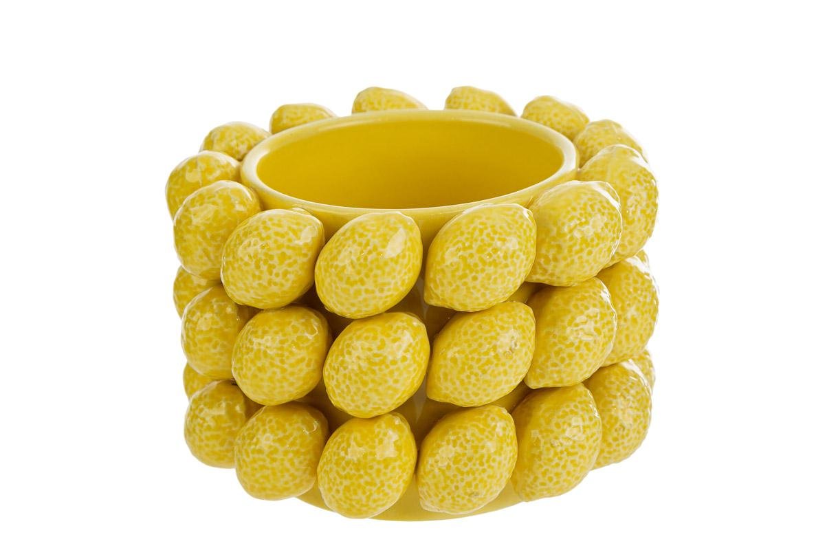 Vaso in ceramica con limoni in rilievo - Perrone Shop