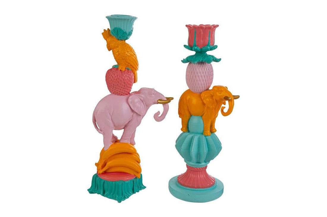 Portacandele in resina Elefante 10x8x24,5CM - Perrone Shop