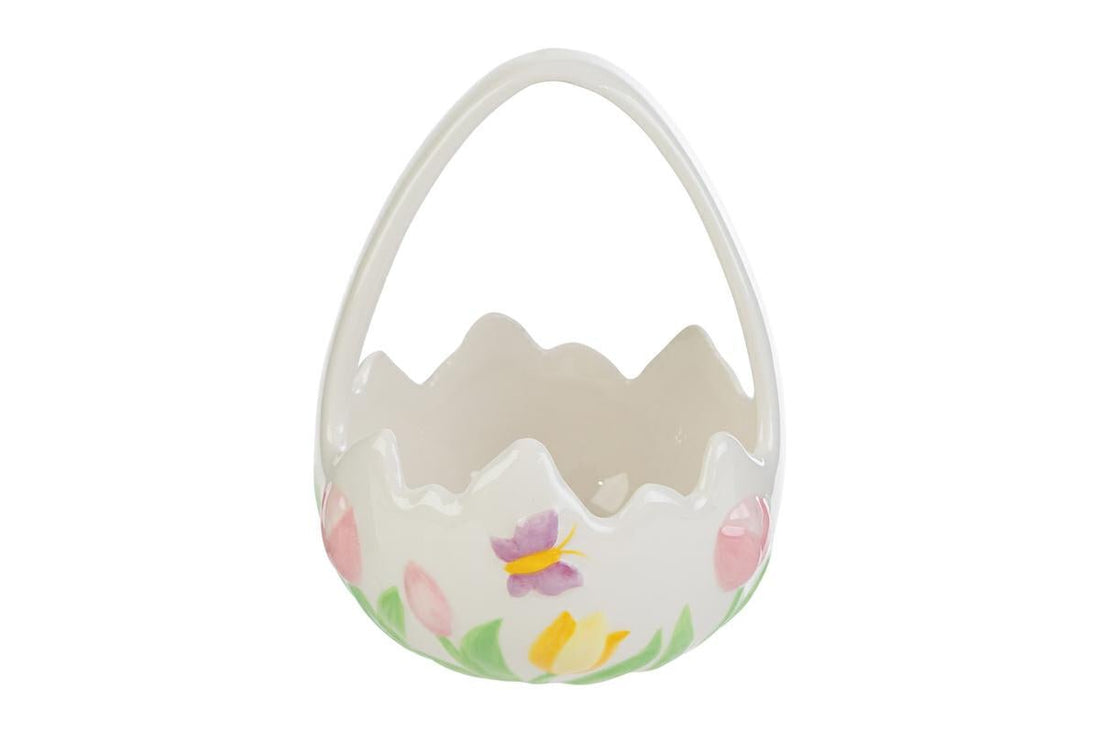 Cestino pasquale in porcellana con tulipani - Perrone Shop