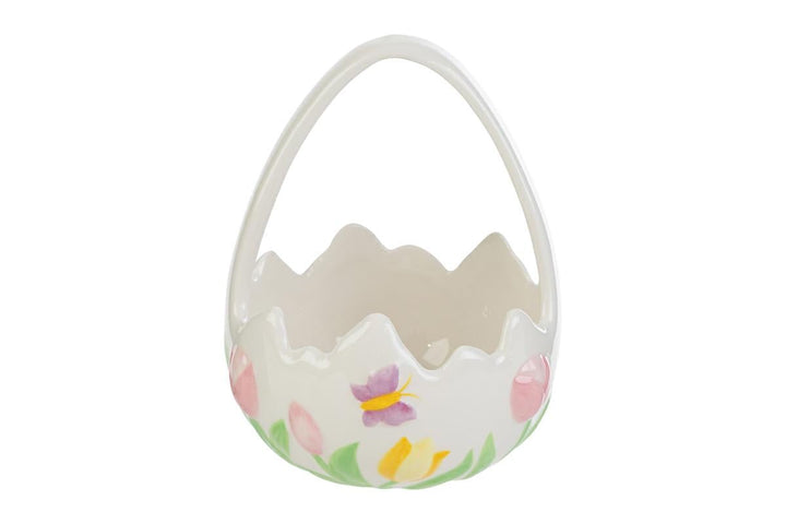 Cestino pasquale in porcellana con tulipani - Perrone Shop