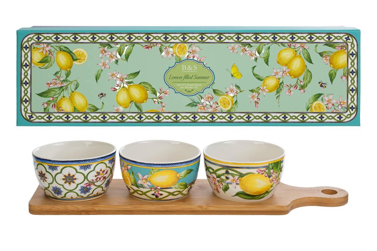 Set 3 ciotole in porcellana con limoni - Perrone Shop