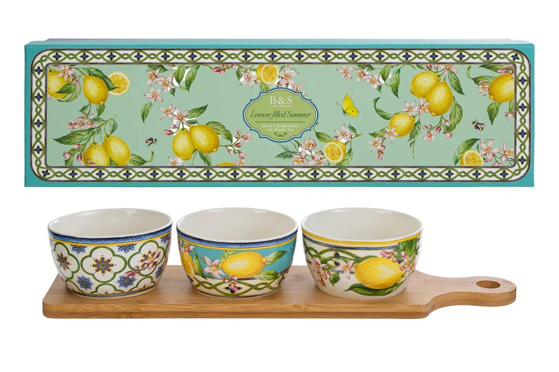 Set 3 ciotole in porcellana con limoni - Perrone Shop