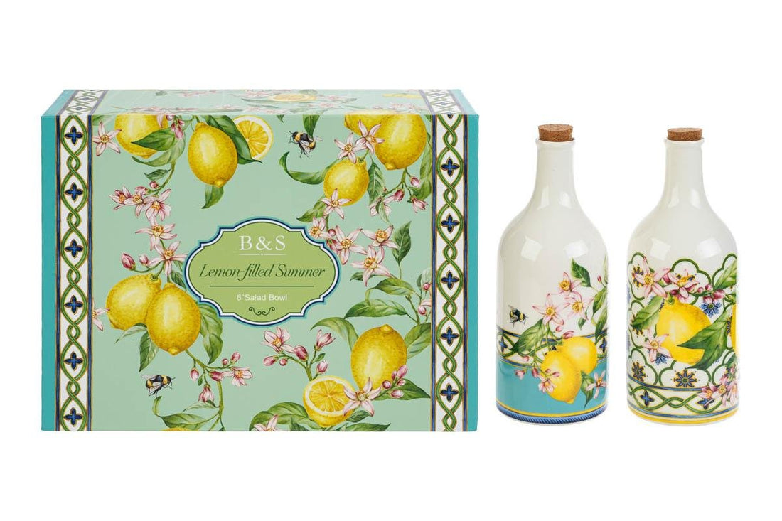 Set olio e aceto in porcellana limoni 7,5X20CM - Perrone Shop