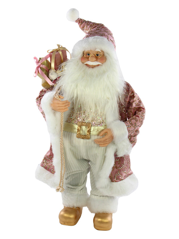 Babbo Natale rosa e bianco H.91CM