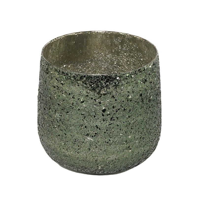 Vaso Verde in Vetro Decorativo – Diametro 19 cm - Perrone Shop