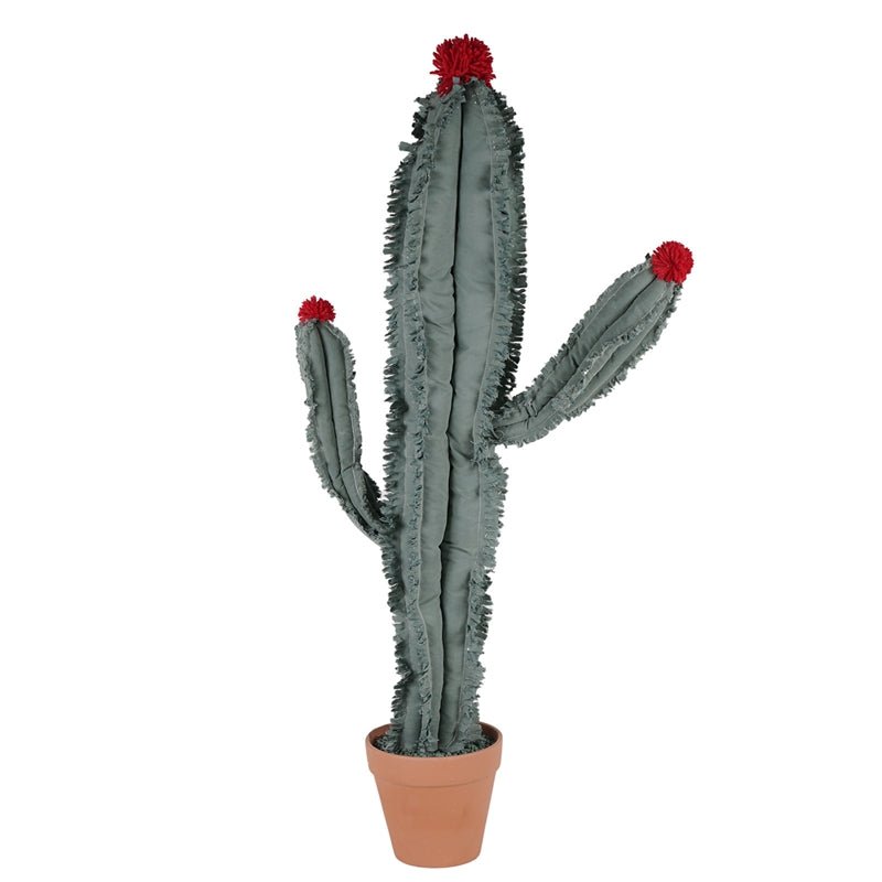 Cactus Decorativo Verde con Fiori Rossi – 47×100 cm in Poliestere e Terracotta - Perrone Shop