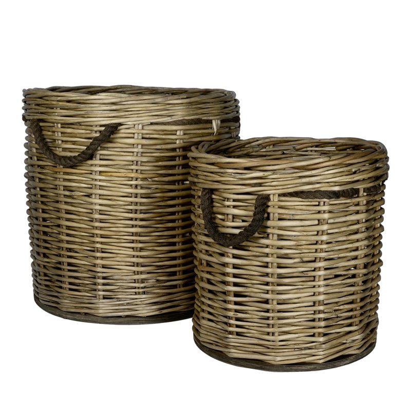 Cesto Tondo in Vimini con Manici – Set Naturale Decorativo - Perrone Shop